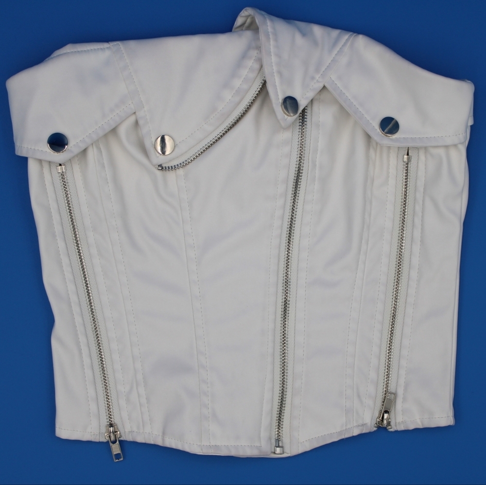 SHEIN White Corset Top Small | Zip Front